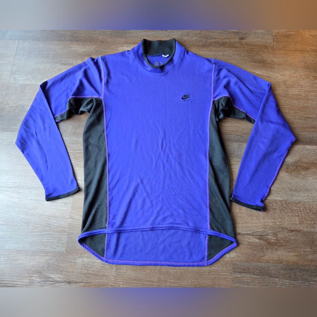 Vintage 80s Or 90s Nike F.I.T. Blue/Purple & Black Long Sleeve Athletic Jersey